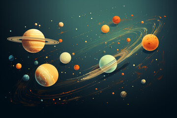 Magnificent scenes in the universe, the intersection of planets and celestial bodies