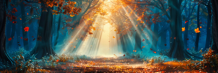 Autumns Light: A Forest Bathed in Golden Rays, The Whispers of Seasons Changing