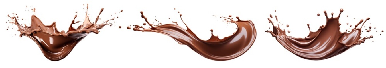 Set of melted chocolate splashes, cut out