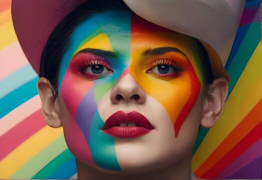 LGBT colors, painted face