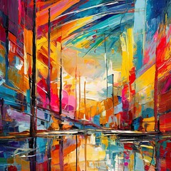 abstract background.a vibrant abstract canvas frame bursting with bold colors and dynamic shapes. Utilize energetic brushstrokes and layered textures to create a sense of movement and depth within the