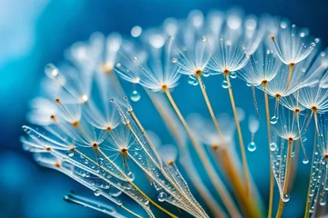  dew drops on a dandelion seed macro © Ateeq