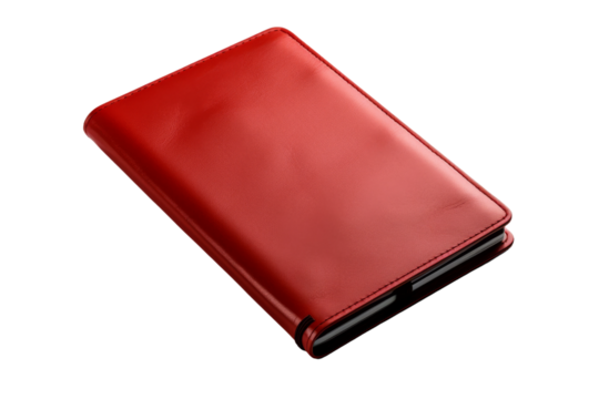 Crimson Elegance: A Red Leather Wallet in Isolation. On a White or Clear Surface PNG Transparent Background. - Powered by Adobe