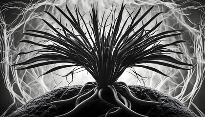 The Essence of Growth: A Plant’s Ascent from the Depths of Earth - obrazy, fototapety, plakaty