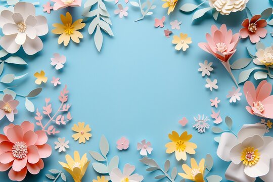 Colorful background with Paper Flowers