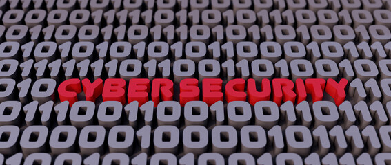 Cyber security concept made from red letters 3D Render 3D Illustration