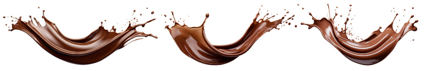 Set of melted chocolate splashes, cut out