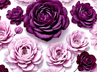 Elegant Purple and White Roses with Intricate Petal Arrangements