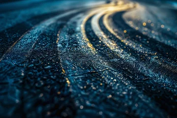 Foto op Canvas Abstract texture surface and background of car tire drift skid mark on road race track, Black tire mark on street race track, Automobile and automotive concept © Hamza
