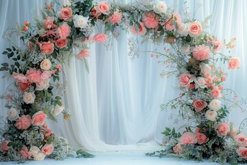 abstract wedding background arch with flowers