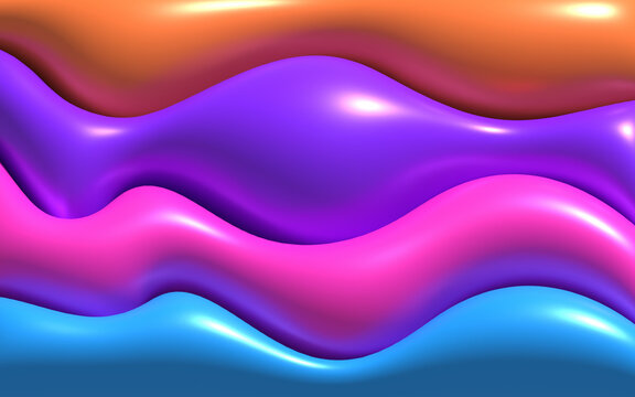 Abstract and colorful 3d wavy shapes background. Vibrant inflated layer backdrop template. Suitable for poster, banner, cover, presentation, or catalog.