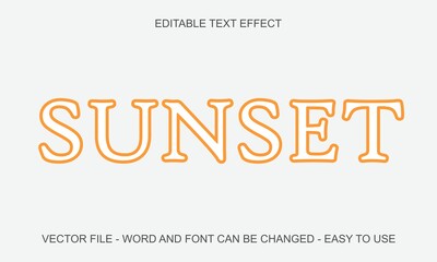 Summer sunset editable text effect premium vector