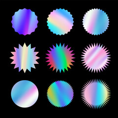 Holographic sticker set. Realistic hologram labels collection