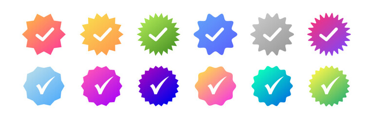 Colorful trendy check mark collection. Tick or approved vector signs set