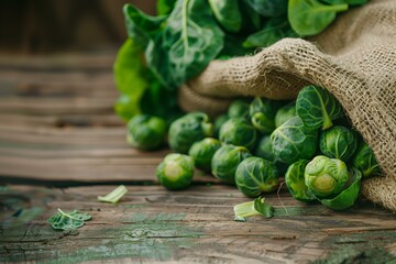 Fresh Brussels sprouts on a farm to table concept background, highlighting the trend towards organic and locally sourced vegetables