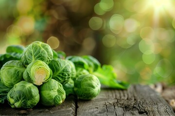 Fresh Brussels sprouts on a farm to table concept background, highlighting the trend towards organic and locally sourced vegetables