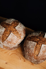 loaves of fresh aromatic homemade black bread