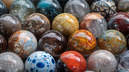 macro closeup of my top high end premium Stone Spheres and mineral Spheres in my collection - obrazy, fototapety, plakaty