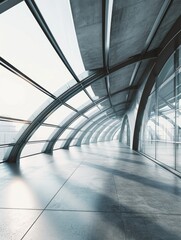 Obraz premium Abstract futuristic glass interior architecture with empty concrete floor.