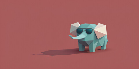 little cute elephant wearing sunglasses on a solid background, space for some text , vector art, digital art.