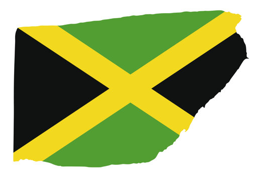 Jamaica flag with palette knife paint brush strokes grunge texture design. Grunge brush stroke effect