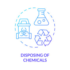 Disposing of chemicals blue gradient concept icon. Pollution reduce, environmental impact. Round shape line illustration. Abstract idea. Graphic design. Easy to use presentation, article