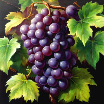 bunch of grapes with leaves