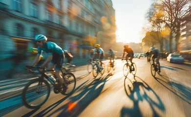 Fotobehang Pedal Power: Cyclists Racing Through the Streets © Curioso.Photography