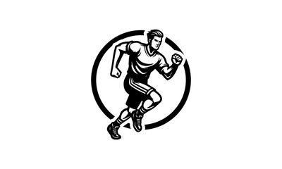 Man running mascot logo icon,Man running black and white logo icon 4