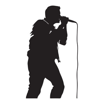 recommend clip art: Singer performing at microphone silhouette