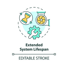 Extended system lifespan multi color concept icon. HVAC system care. Preventive maintenance. Round shape line illustration. Abstract idea. Graphic design. Easy to use in promotional material