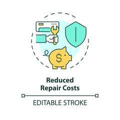 Reduced repair costs multi color concept icon. Cost effective service. HVAC maintenance. Round shape line illustration. Abstract idea. Graphic design. Easy to use in promotional material