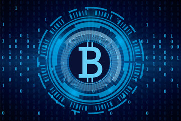 Bitcoin blockchain crypto currency digital encryption, Digital money exchange, Technology global network connections background concept