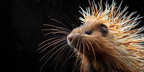 Porcupine Character Displaying Its Quills for Gentle Defense with Copy Space - obrazy, fototapety, plakaty