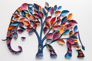 a tree made of paper leaves