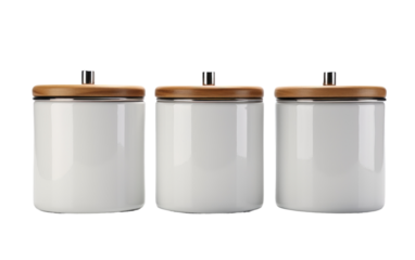 Modern Ceramic Canister Set Isolated on Transparent Background