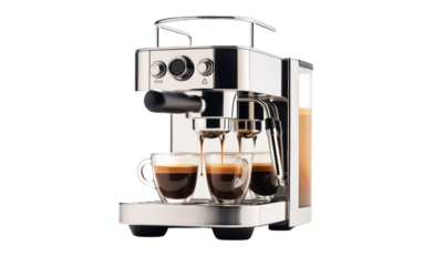 Stainless Steel Coffee Maker Isolated on Transparent Background