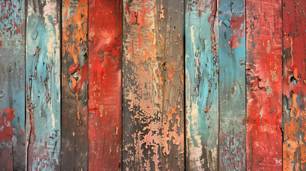 Vintage wooden planks with peeling paint texture