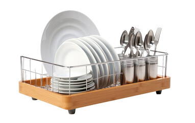 Minimalist Dish Drying Rack Concept Isolated on Transparent Background