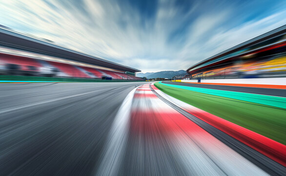 F1 Circuit with Blurred Motion and Grandstand Grandeur