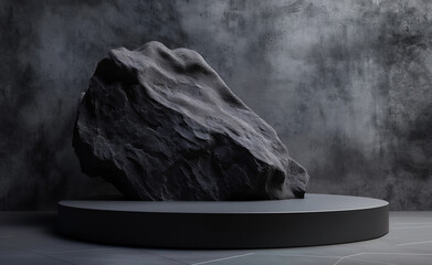 Minimalist Zen: Geometric Stone and Rock Background Podium Mockup