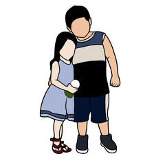 faceless children illustration