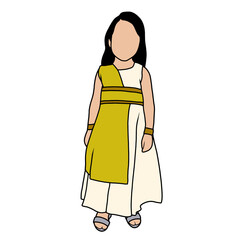 faceless girl wearing dress illustration