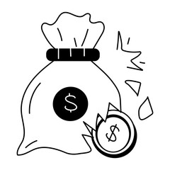 A handy line icon of financial loss 
