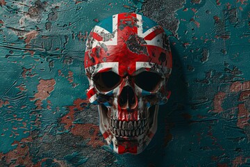 a skull with a flag painted on it