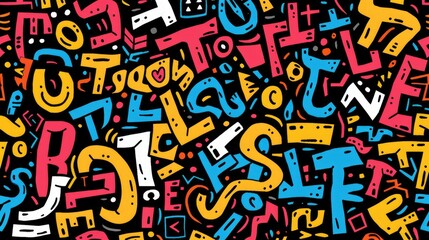 Bold Colorful Letters on Black Background