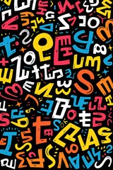 Bold Colorful Letters on Black Background
