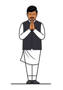 Illustration of an Indian politician request for voting	