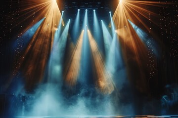 Warm Stage Lights with Cool Fog Effects - obrazy, fototapety, plakaty