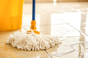 cleaning with mop